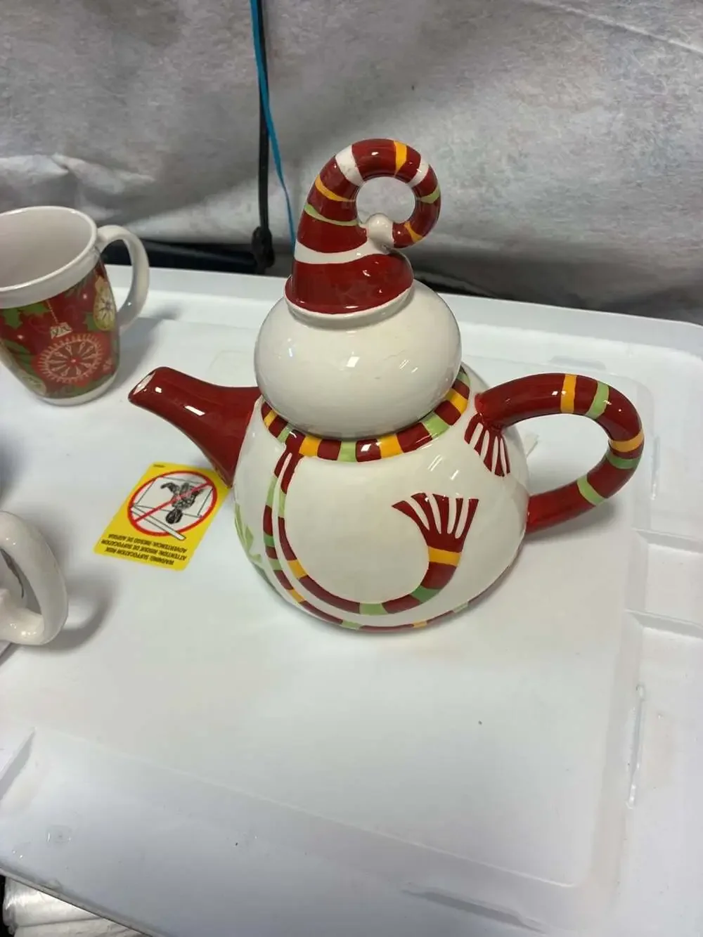 Pier 1 Imports Jolly Holiday Snowman Ceramic Teapot